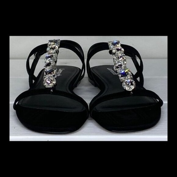 Larroudé Calypso Flat Sandals – Women’s US 9.5-10 | Black w/ Crystal Strap - Picture 1 of 1